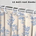 thumbnail image 6 of Sanmadrola Blue Shower Curtain Floral Plant Shower Curtain Set with Tassels, Heavy Duty Faux Cotton Linen Cottagecore Boho Vintage Rustic Shower Curtains with Hooks for Bathroom Decor, 72x72 in, 6 of 8