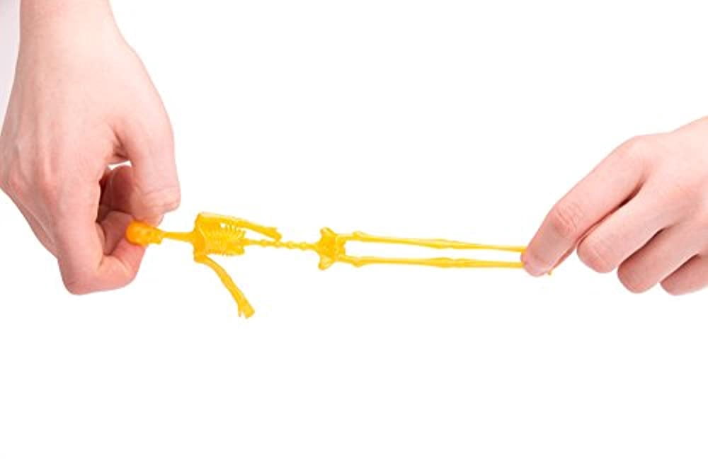 UpBrands 48 Stretchy Toys, Party Favors for Kids Halloween Skeletons, 12 Colors Bulk Set, Kit for Easter Egg Basket Stuffers, Goodie Bags, Pinata Filler, Small Toys Classroom Prizes