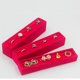 thumbnail image 4 of Bandeja organizadora de exhibición de joyería de tablero compuesto de 3 piezas para anillos pendientes gemelos roja, 4 of 7