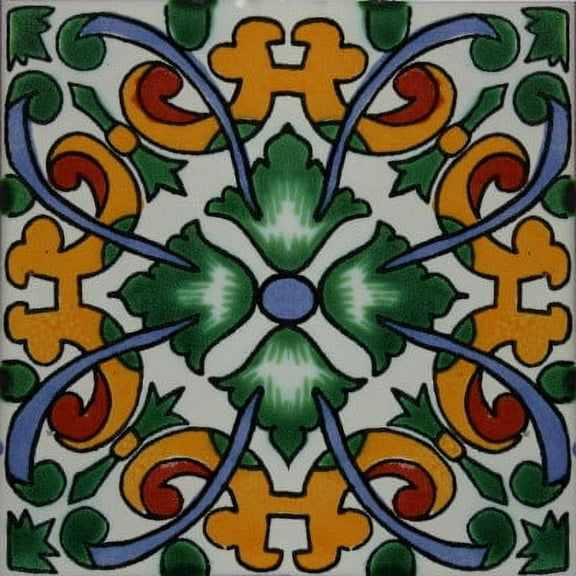 6x6 Becedas Talavera Mexican Tile, Set of 4 pcs