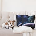 thumbnail image 4 of Ambesonne Space Throw Pillow Cover 2 Pack, Universe with Planets, 24", Blue Purple, 4 of 7