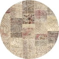 thumbnail image 1 of Ahgly Company Indoor Round Contemporary Orange Salmon Pink Patchwork Area Rugs, 8' Round, 1 of 6