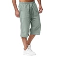 thumbnail image 6 of Mens Linen Capri Pants Casual Lightweight 3/4 Pants Loose Fit Elastic Waist Drawstring Big And Tall Summer Beach Yoga Shorts with Pockets Mint Green L, 6 of 8