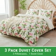 thumbnail image 2 of Gogreen King Duvet Cover Floral, Soft & Breathable Microfiber 3 Pieces King Bedding Sets, Pattern King Comfy Duvet Cover, with Zipper Closure (Flamingo, King), 2 of 8