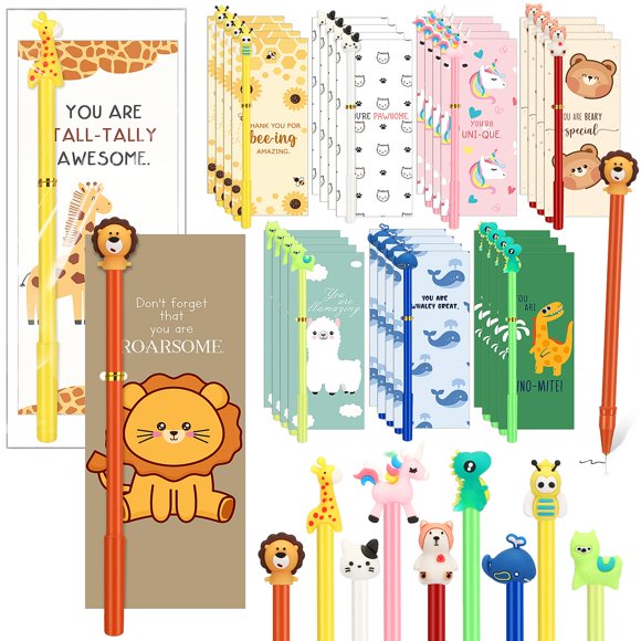 Set de regalo Spakon 36 bolígrafos divertidos con dibujos animados inspiradores con tarjetas
