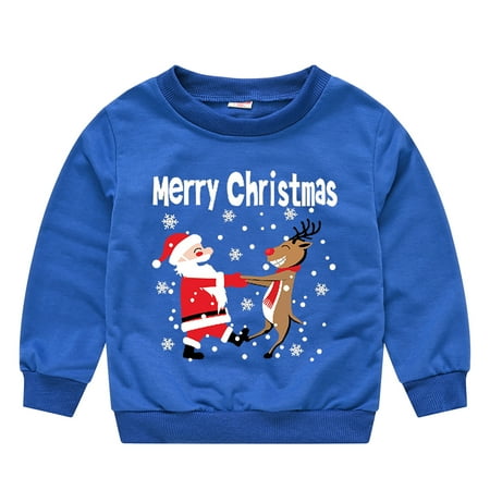 

Otqutp Toddler Boys Girls Mini Tops Toddler Children Winter Christmas Long Sleeve Cartoon Printed Letter Hoodie Top Sweatshirt