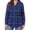Blue, variant on WellSize Plus Size Flannel Plaid Shirts for Women Casual V Neck Button Down Shirts Loose Long Sleeve Fall Tops