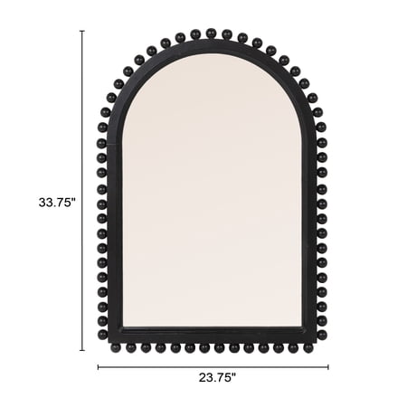 Creative Co-Op Wood Ball Framed Arched Wall Mirror, Matte Black