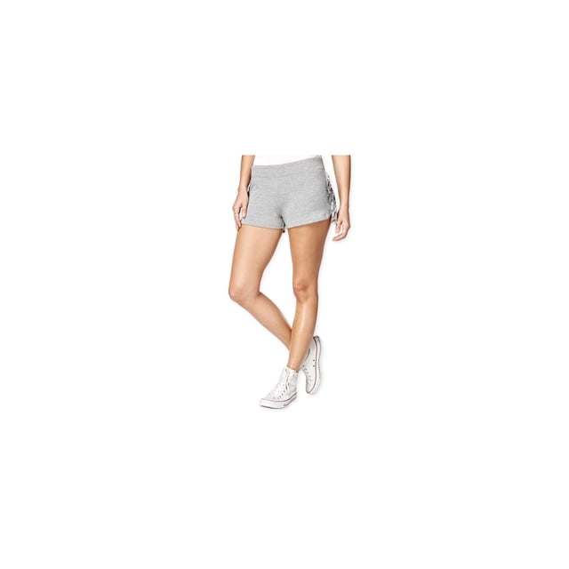Material Girl Womens Fringe Casual Mini Shorts, Grey, Juniors, Small