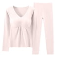 thumbnail image 1 of Gibobby Ropa interior aislante inferior para mujer con almohadilla para el pecho Aislamiento inferior para ropa interior Calefacción y ropa de otoño Conjunto de aislamiento (Rosa, L), 1 of 4