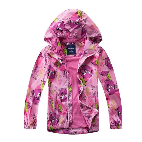 Kids Jackets Windbreakers Hooded Lightweight Waterproof Coat Raincoats,Cartoon Outdoor Fleece Lined Rain Jacket for Boys Girls,4-13 Years