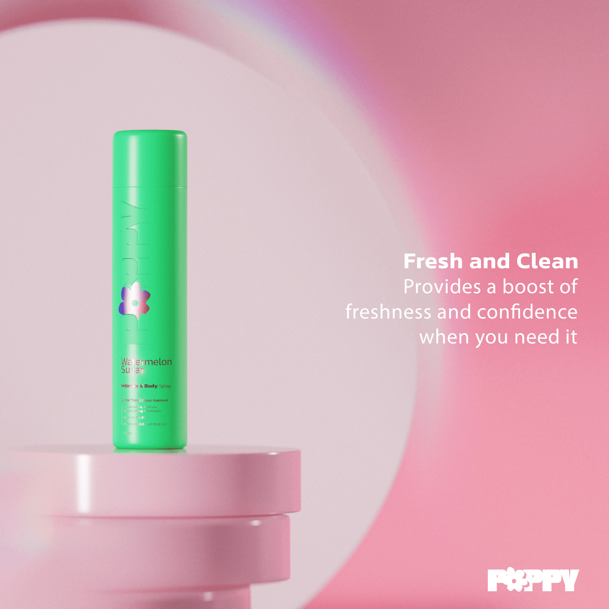 Poppy Feminine Spray, Intimate Spray and Body Deodorant for Women, pH-Balanced, Watermelon Sugar Scent, 2 fl oz