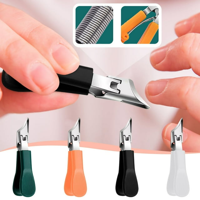Juego de cortaúñas de pico | 3 recortadoras de acero inoxidable biseladas para uñas gruesas de los pies y de las manos | Mangos extendidos antideslizantes | Diseño curvo de amplia apertura