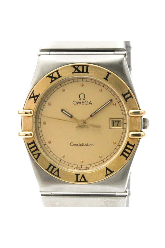 Pre-Owned OMEGA Constellation 18K Gold Steel Quartz Mens Watch 396.1070 Polished