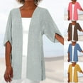 thumbnail image 7 of Lovskoo Lightweight Summer 3/4 Sleeve Cardigan for Women Plus Size Trendy Casual Solid Color Cardigans Fall Shrugs Light Blue, 7 of 7