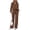 36# Brown, variant on Women's 2 Piece Outfits Casual Lapel Half Zip Sweatshirts and Wide Leg Pants Tracksuit Sets Green L