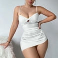 thumbnail image 6 of JSGEK Women Thin Strap Ruched Bodycon Mini Dress Sweetheart Neckline Lingerie for Special Occasions White XL, 6 of 6