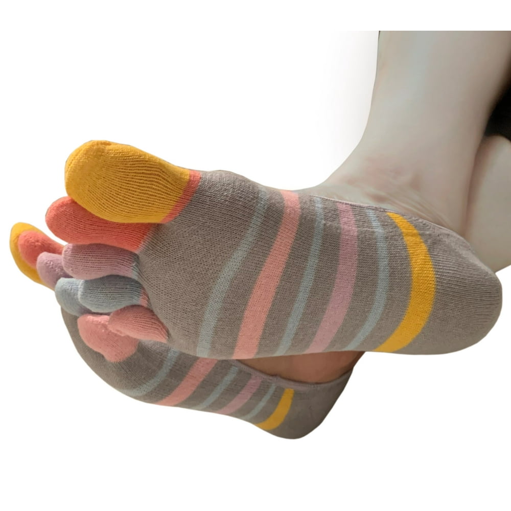 Therapeutic Gel Heel Socks 2 Pair Invisible Foot Spa 5 Toes Glove