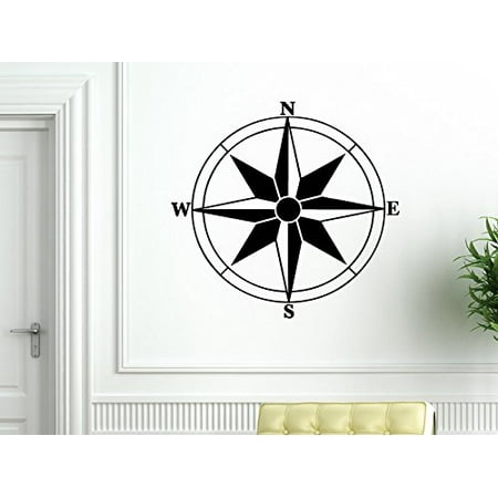 - Compass Wall Decal - Wall Sticker, Vinyl Wall Art, Home Decor, Wall Mural - 7in x 7in, White
