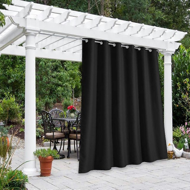 2PC Curtains Home Modern Simple Solid Color Blackout Cloth Outdoor Waterproof Sunscreen Anti UV High Precision Black Silk 132cm * 183cm