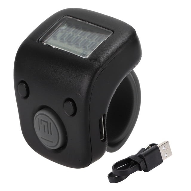 Contador de cuentas digital manual con forma de anillo, miniherramienta para contar cánticos, para meditación budista, sabiduría, color negro
