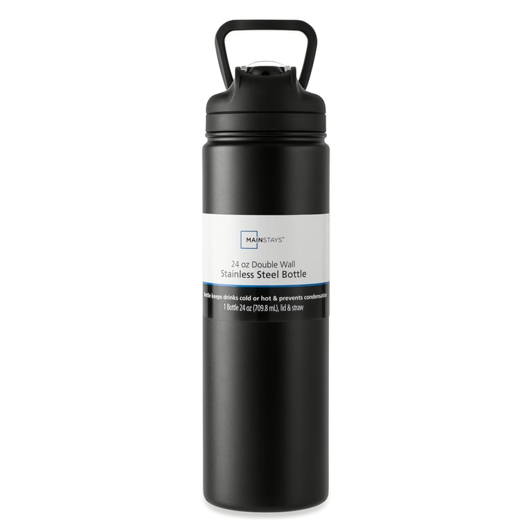 Mainstays Stainless Steel Water Bottle 24 oz Insulated Black