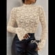 thumbnail image 4 of Blusas de Encaje para Mujer, Blusas Transparentes de Larga para Mujer, Blusas Informales Elegantes. Albaricoque XL, 4 of 9