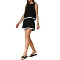 thumbnail image 4 of INSPIRE CHIC Women's Summer 2 Piece Contrast Trim Tank Top and Shorts Lounge Set XS Black, 4 of 6