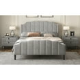 thumbnail image 4 of Queen Size Upholstered Platform Bed with Headboard and Footboard, No Box Spring Needed, Velvet Fabric, Gray 81AAE, 4 of 9