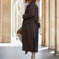 thumbnail image 4 of Pyhlmscde Women's Lapel Outerwear with Belt Overcoat, Trench Coat Women, Fall Coats, Windbreaker Jacket Women, 4 of 5