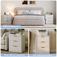 thumbnail image 5 of Fluted Nightstand with Charging Station, Bedside Table with Drawers and Open Storage Space, Metal Handles and Rounded Corners for Safety, Side Tables, End Table Bedroom, Living Room, 5 of 10