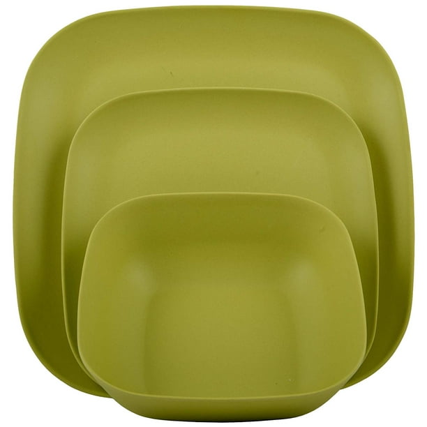 Melange 6Piece Bamboo Dinner Plate Set (Squares Collection) Shatter