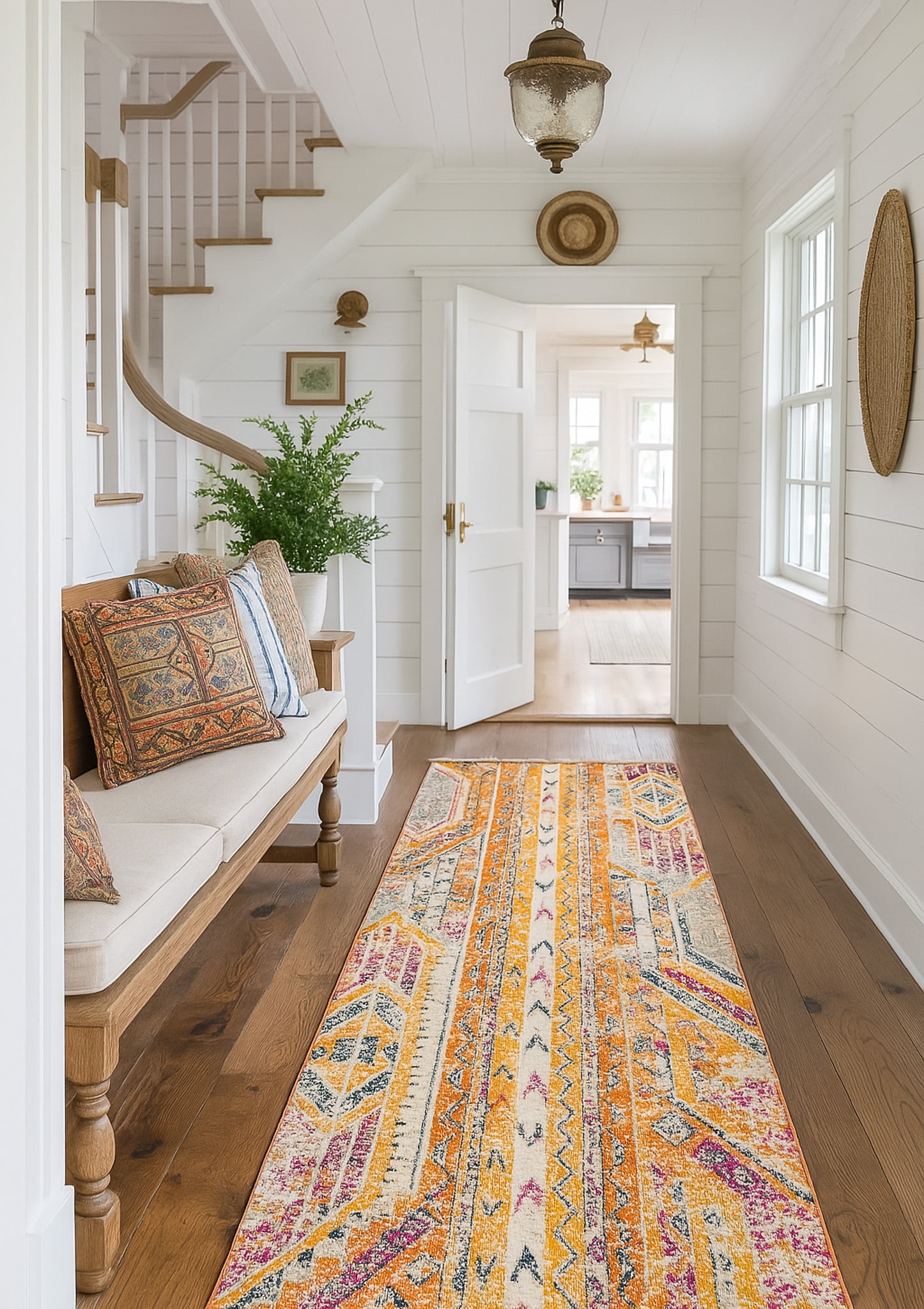 Tapis d'intérieur bohème Branch Savannah 2' x 30' (taille exacte : 2'3" 30'), jaune beige, moderne - Entrée, couloir, salle de bain et cuisine