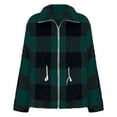 thumbnail image 5 of Womens Plaid Shirts Jacket Green Winter Double-sided Fleece Long Sleeved Long Cardigan Over Top Coats XL, 5 of 6