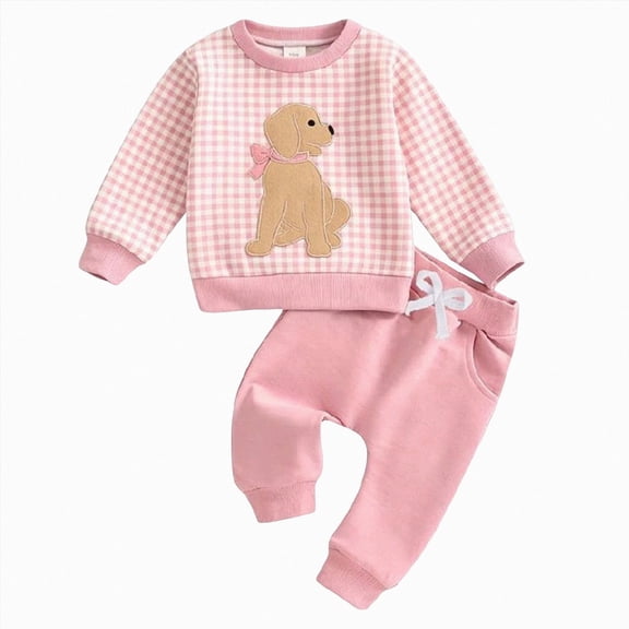 TOWED22 Baby Girl Clothes Newborn Infant Fall Winter Outfits Print Long Sleeve Crewneck Sweatshirts Pants,Red,6-12 M