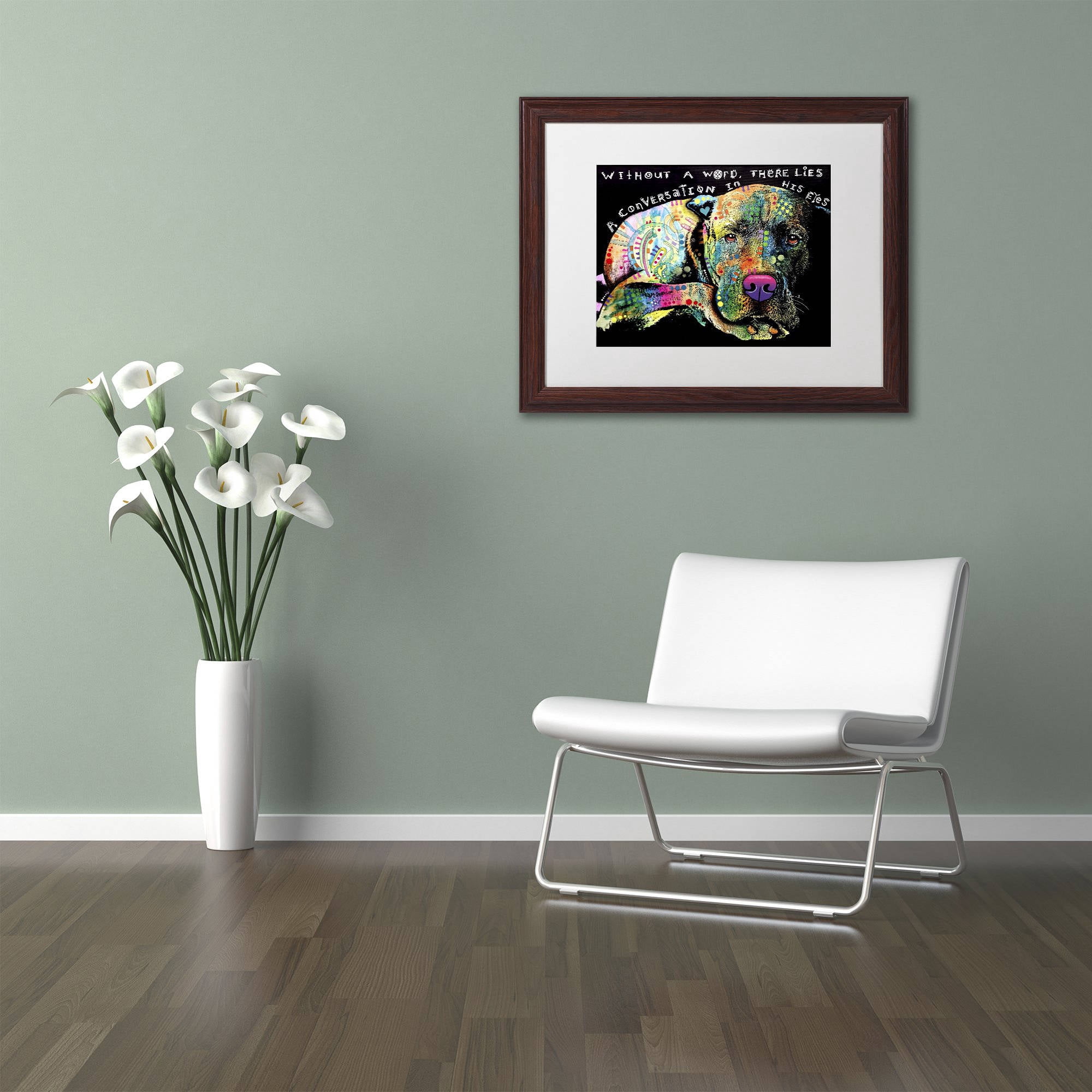 Trademark Fine Art 'Without a Word' Canvas Art by Dean Russo, White Matte, Wood Frame