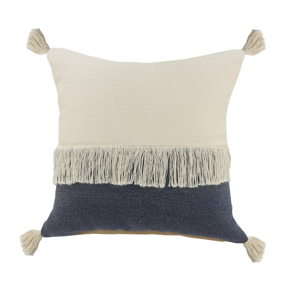 LR Home Fringe Festival Blue Color Block Throw Pillow