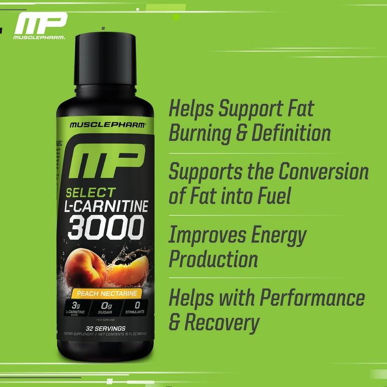 MusclePharm L-Carnitine 3000, Peach Nectarine, 3,000 mg, 16 fl oz (480 ml) 