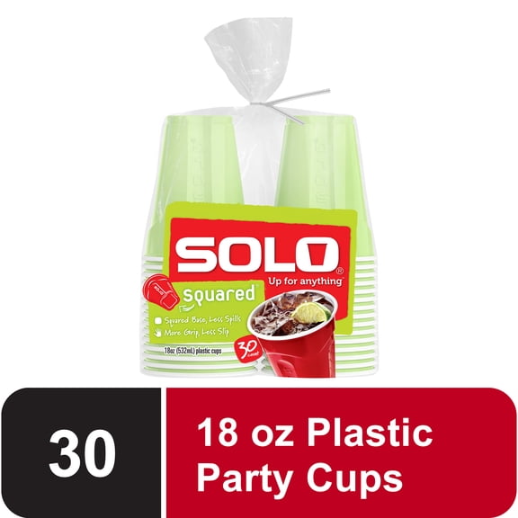 Mint Green Solo Party Plastic Disposable Cups, 18 oz, 30 Count