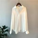 thumbnail image 2 of Blusa de mujer Camisa holgada de manga larga de satén Retro Girl Casual Top, Blanco, 3L Advancent AP001166-12B, 2 of 7
