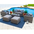 thumbnail image 3 of Tuscany 6-Piece M Resin Wicker Outdoor Patio Furniture Lounge Sofa Set in Gray w/Loveseat, Two Armchairs, Two Ottomans, and Coffee Table… (Half-Round Gray Wicker, Polyester Light Gray), 3 of 7