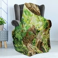 thumbnail image 4 of Safari Soft Flannel Fleece Blanket, Leopard on the Branch in Savannah Exotic Macro Tropical Leaf Jungle Wild Nature Art, Cozy Plush for Indoor and Outdoor Use, 60" x 80", Brown Green, by Ambesonne, 4 of 5