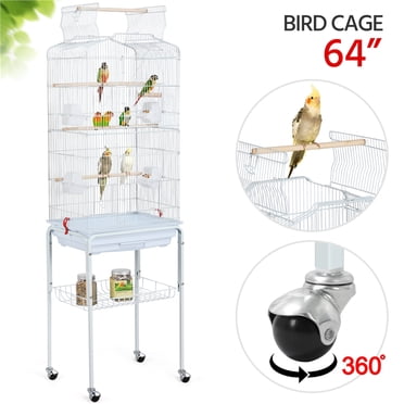Compact Parrot Cages With Detachable Pans Reference: Topeakmart 31 H Rolling Metal Birdcage With Open Top For
