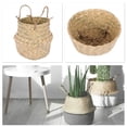 thumbnail image 3 of ODOMY Foldable Seagrass Knit Storage Basket Flower Pot Hanging Wicker Storage Basket Garden Accessories, 3 of 9