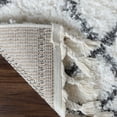 thumbnail image 4 of Geometric Diamonds Boho Shag Indoor Tassel Area Rug, Black/Cream, 4' x 6', 4 of 8
