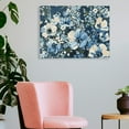 thumbnail image 3 of Fenyluxe Flowers Blue and White Wall Art Canvas Print Ready To Hang - Home Room Decorations 16x12in, 3 of 6
