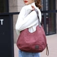 thumbnail image 5 of Bolso de hombro multibolsillos para mujer, bolso de lona, bolso de un solo hombro, artístico y minimalistaGris + café morado, 5 of 5