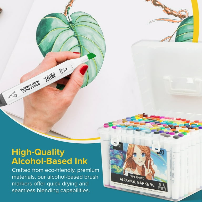 Artist Concepts Double-Ended Markers, 120 Pack, Fine Tip, Bold