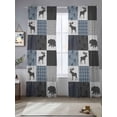 thumbnail image 2 of Abstract Vintage Plaid Sheer Curtains 96 Inch Long 2 Panels, Black Elk Bear Forest Farm Light Filtering Rod Pocket Semi Sheer Curtains, Sheer Voile Drapes for Living Room Bedroom, 52"x96", 2 of 5