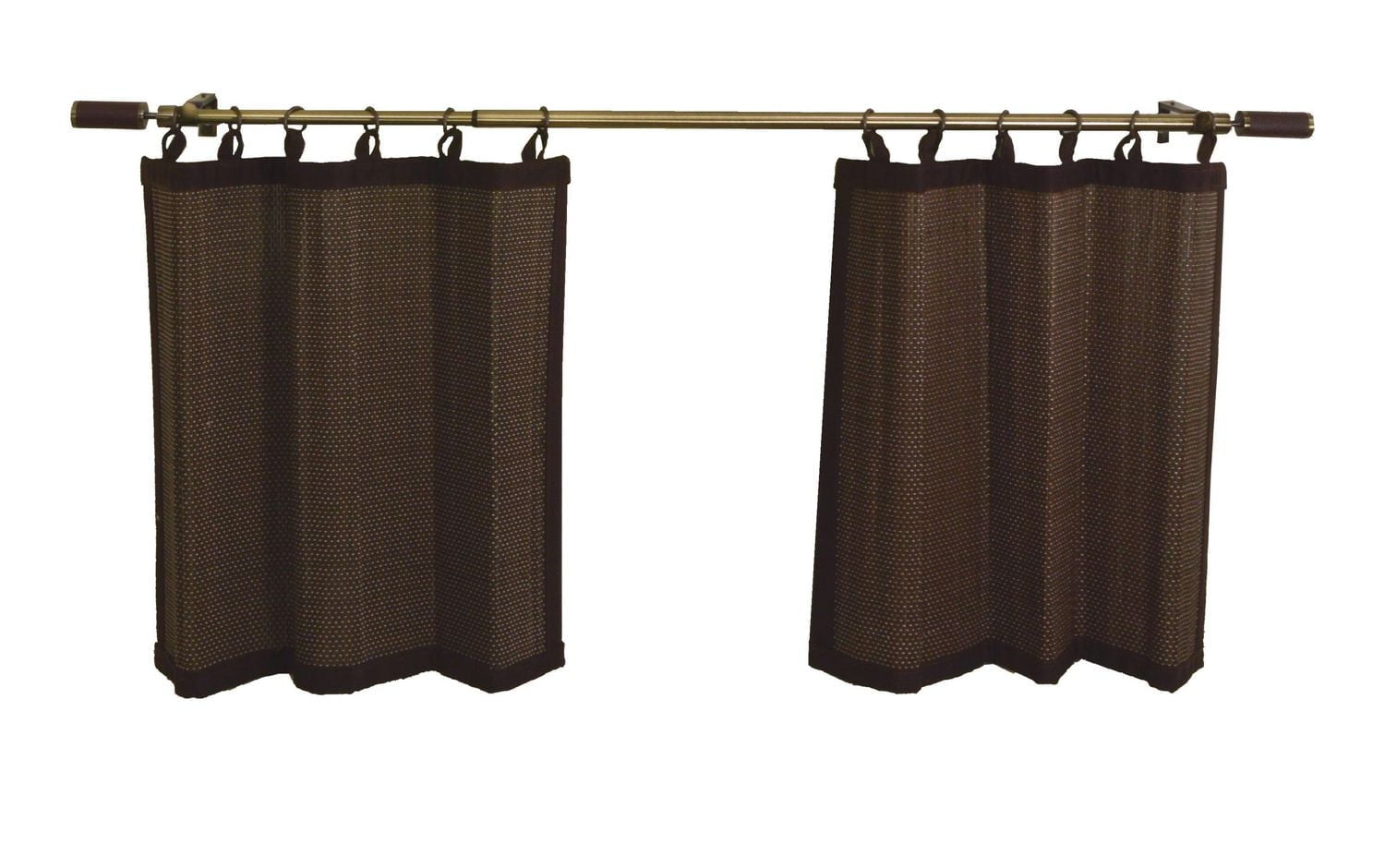 Versailles' Bamboo Wood Ring Top Curtain Tier Set 48in x 24in
